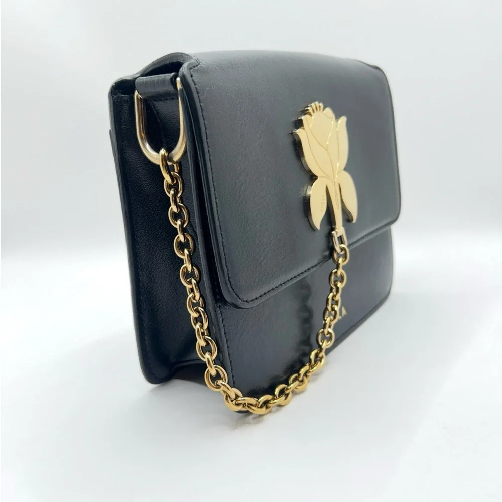 Authentic FURLA Black Leather 2 Way Crossbody Shoulder Bag Purse W/ Dust Bag
